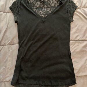 Rue21 Black Lace V-Neck Tee
